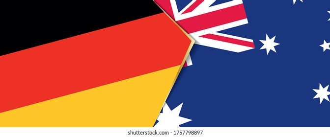 Deutschland und Australien Flaggen, zwei Vektorflaggen Symbol für Beziehung oder Konfrontation.