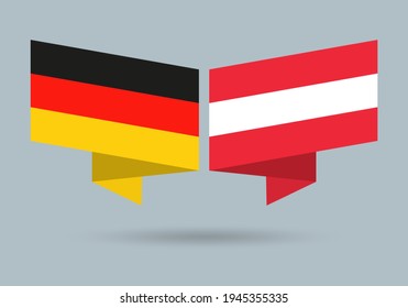 Germany and Austria flags. Austrian and German national symbols. Vector illustration.