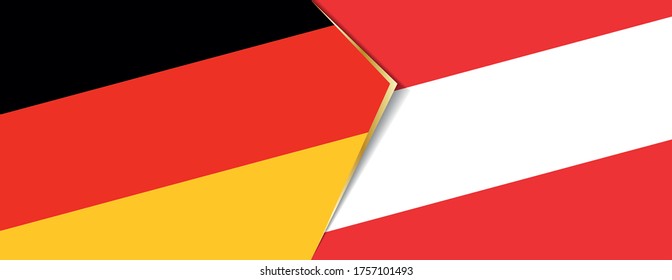 Deutschland und Österreich Flaggen, zwei Vektorflaggen Symbol für Beziehung oder Konfrontation.