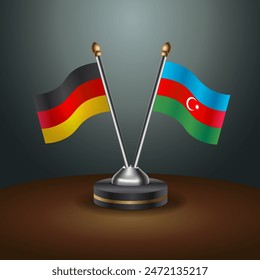 Germany and Azerbaijan table flags relation with gradient backgrund. Vector Illustration