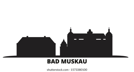 Germany, Bad Muskau city skyline isolated vector illustration. Germany, Bad Muskau travel black cityscape