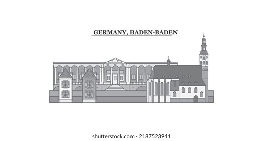 Germany, Baden-Baden city skyline isolated vector illustration, icons