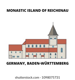 Germany, Baden-Wurttemberg, Monastic Island Of Reichenau line icon concept. Germany, Baden-Wurttemberg, Monastic Island Of Reichenau flat vector sign, symbol, illustration.