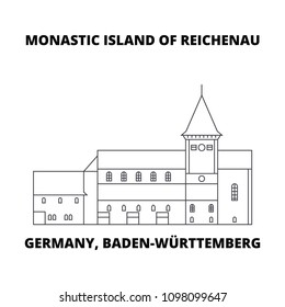 Germany, Baden-Wurttemberg, Monastic Island Of Reichenau line icon concept. Germany, Baden-Wurttemberg, Monastic Island Of Reichenau linear vector sign, symbol, illustration.