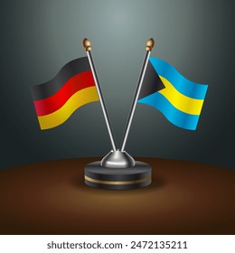 Germany and Bahamas table flags relation with gradient backgrund. Vector Illustration