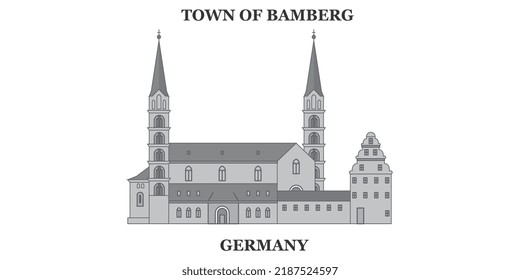 Germany, Bamberg city skyline isolated vector illustration, icons