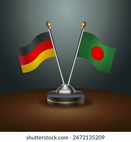 Germany and Bangladesh table flags relation with gradient backgrund. Vector Illustration