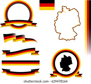 Germany Banner Set. Vector graphic ribbons, flags and banners of Germany.