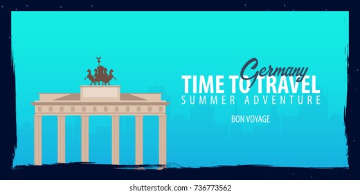 Germany banner. Time to Travel. Journey, trip and vacation. Vector flat illustration