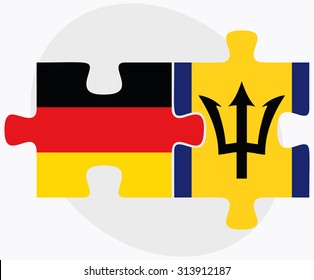 Germany and Barbados Flags in puzzle  isolated on white background