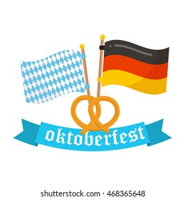 Germany and Bavaria flags vector icon. Oktoberfest flags germany bavaria white and blue symbol country banner. Color pattern textile design Oktoberfest flags waving national germany bavaria sign