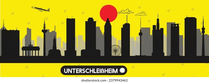 Unterschleißheim, Alemania, hermosa ilustración de los vectores en el horizonte