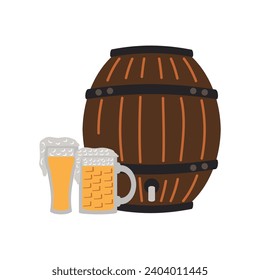 germany beer barrel and mug illustration isolated