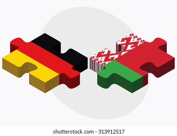 Germany and Belarus Flags in puzzle  isolated on white background