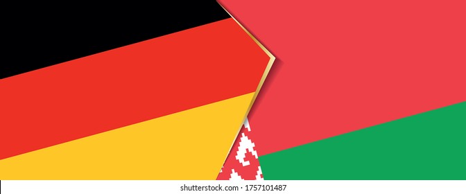 Deutschland und Belarus Flaggen, zwei Vektorflaggen Symbol für Beziehung oder Konfrontation.