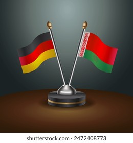 Germany and Belarus table flags relation with gradient backgrund. Vector Illustration