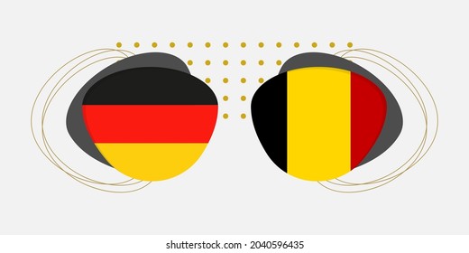 Germany and Belgium flags. Belgian and German national symbols with abstract background and geometric shapes. Vector illustration.