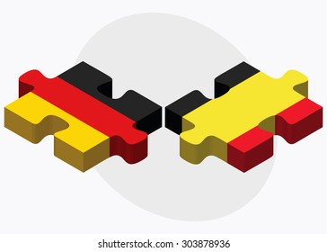 Germany and Belgium Flags in puzzle isolated on white background