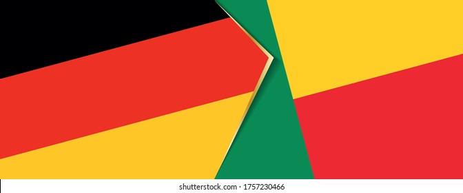 Germany and Benin flags, two vector flags symbol of relationship or confrontation.