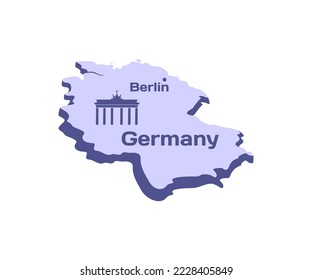 Germany, Berlin, Brandenburg Gate in Potsdam, map, graphic design. Country, attractions, travel, landmark and famous place, vector design and illustration