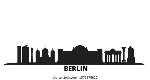 Germany, Berlin city skyline isolated vector illustration. Germany, Berlin travel black cityscape