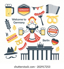 Germany Berlin germanic elements collection illustration 