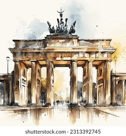 Germany Berlin monument watercolor paint