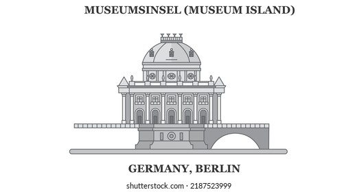 Germany, Berlin, Museum Island city skyline isolated vector illustration, icons