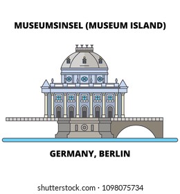 Germany, Berlin, Museum Island line icon concept. Germany, Berlin, Museum Island flat vector sign, symbol, illustration.