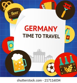 Germany berlin tourist attractions time to travel background template vector illustration