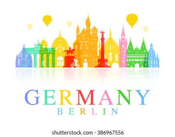 Germany, Berlin travel landmark. Vector and Illustration