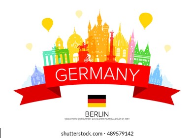 Germany, Berlin travel landmark. Vector and Illustration