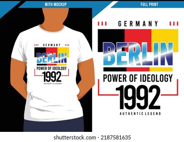 Germany berlin typography design with print-ready t-shirt mockup, vector illustration