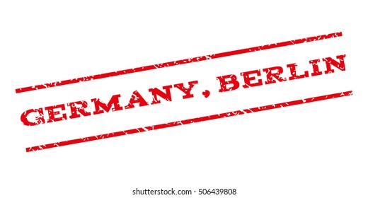 Germany Berlin watermark stamp. Text caption between parallel lines with grunge design style. Rubber seal stamp with dust texture. Vector red color ink imprint on a white background.