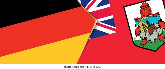 Deutschland und die Bermuda-Flaggen, zwei Vektorfahnen Symbol für Beziehung oder Konfrontation.