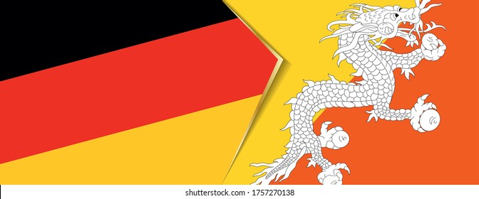 Germany and Bhutan flags, two vector flags symbol of relationship or confrontation.