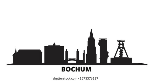 Germany, Bochum city skyline isolated vector illustration. Germany, Bochum travel black cityscape