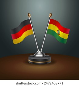 Germany and Bolivia table flags relation with gradient backgrund. Vector Illustration