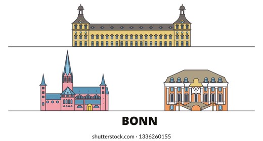 Germany, Bonn flat landmarks vector illustration. Germany, Bonn line city with famous travel sights, skyline, design. 