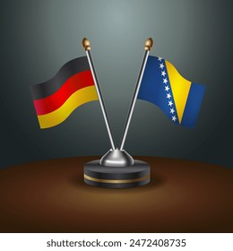 Germany and Bosnia and Herzegovina table flags relation with gradient backgrund. Vector Illustration