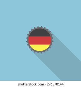 Germany bottle cap flat icon with long shadow. Vector illustration EPS10