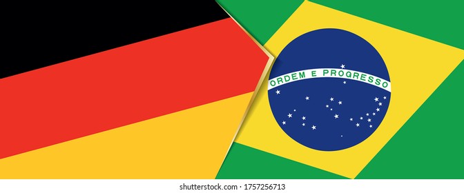 Deutschland und Brasilien Flaggen, zwei Vektorflaggen Symbol für Beziehung oder Konfrontation.