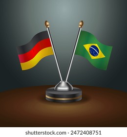 Germany and Brazil table flags relation with gradient backgrund. Vector Illustration