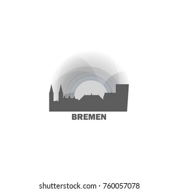 Germany Bremen sunrise sunset city panorama landscape skyline flat icon logo