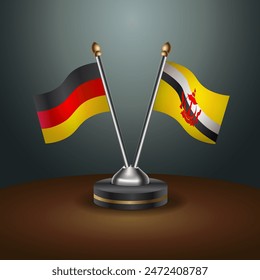 Germany and Brunei table flags relation with gradient backgrund. Vector Illustration