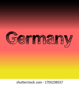 Germany brush paint hand drawn lettering on background with flag. Design templates for greeting cards, overlays, posters
