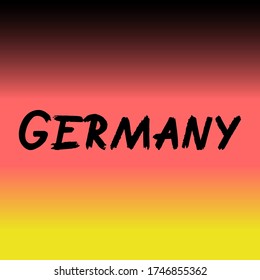 Deutschland Pinselstrich Hand zeichnen Schrift auf Hintergrund mit Fahne. Designvorlagen für Grußkarten, Overlays, Poster