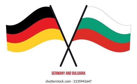 Germany and Bulgaria Flags Crossed And Waving Flat Style. Official Proportion. Correct Colors.