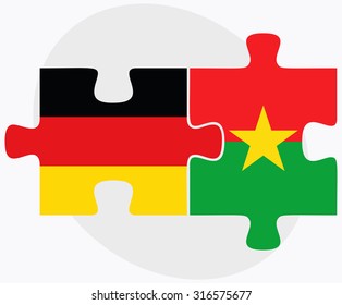 Germany and Burkina Faso Flags in puzzle  isolated on white background 