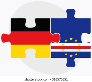 Germany and Cabo Verde Flags in puzzle  isolated on white background 